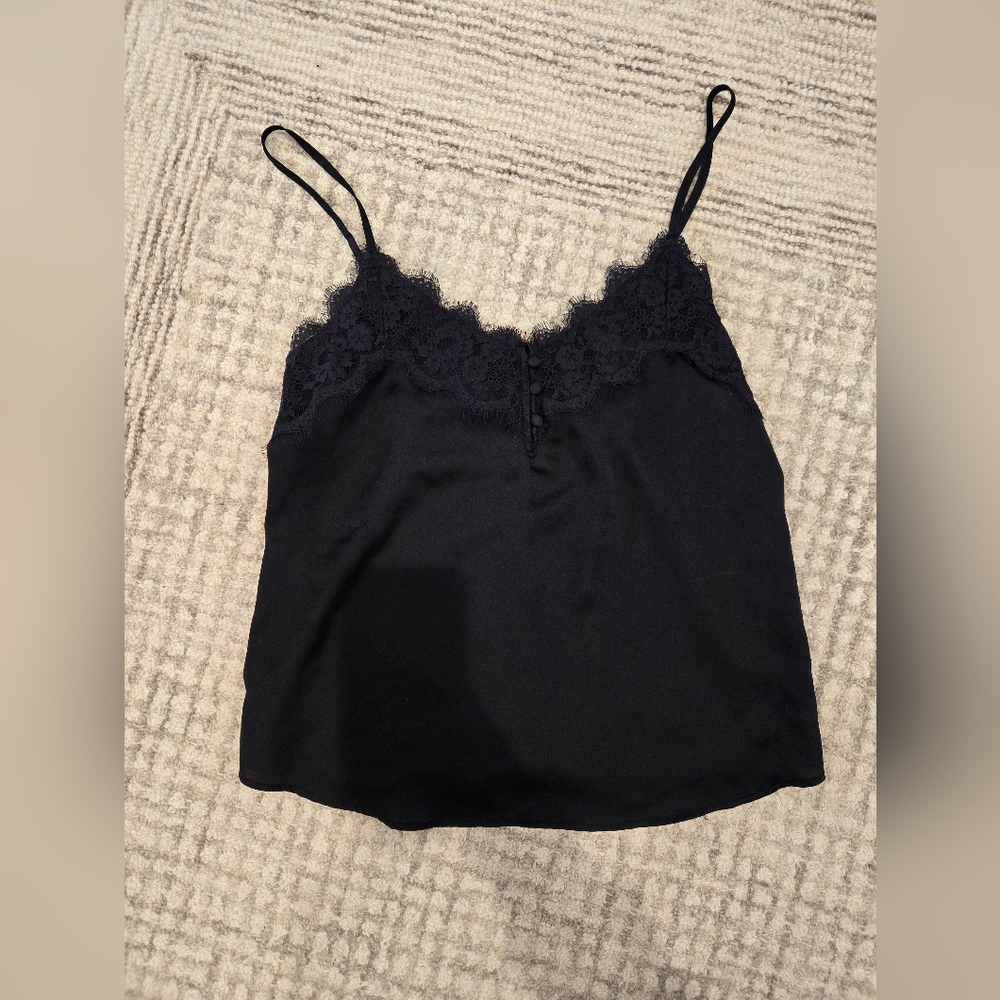Abercombie And Fitch Black Lace Trim Satin Camisole